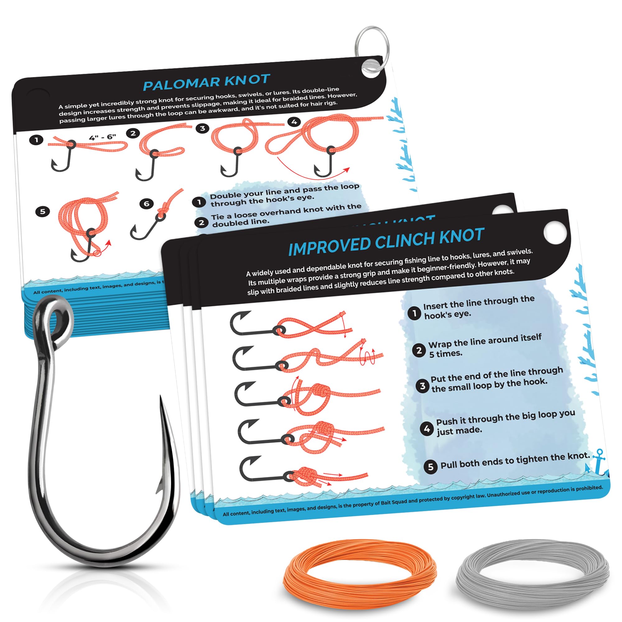 Fishing Knots Pocket Guide – Waterproof Fishing Knot Guide Card with 20 Essential Knots and Rigs – 2.5" x 3.5" Durable Quick Reference – Perfect Pocket Guide Fishing Gift for Anglers