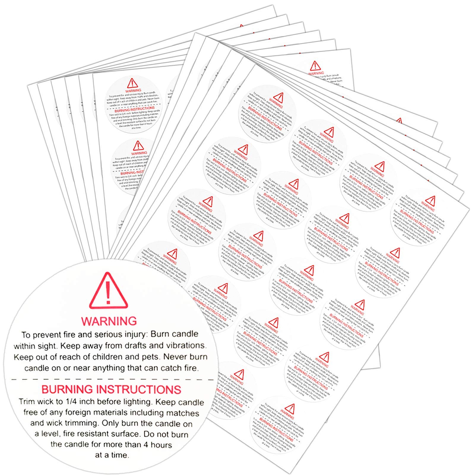 Buy 200 PCS Candle Warning Labels Stickers, 1.5 inch Round Candle Jar Container Warning Labels