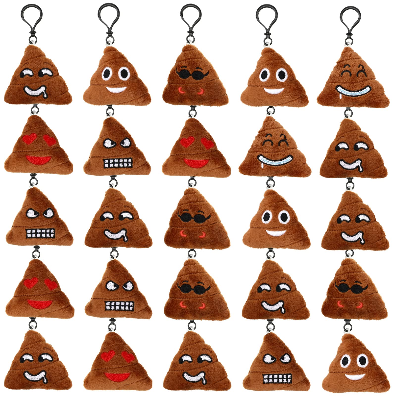 Photo 1 of 24 Pcs Poop Plush Keychains Fun Assorted Emoticon Cute Soft Smile Face Poop Toys 