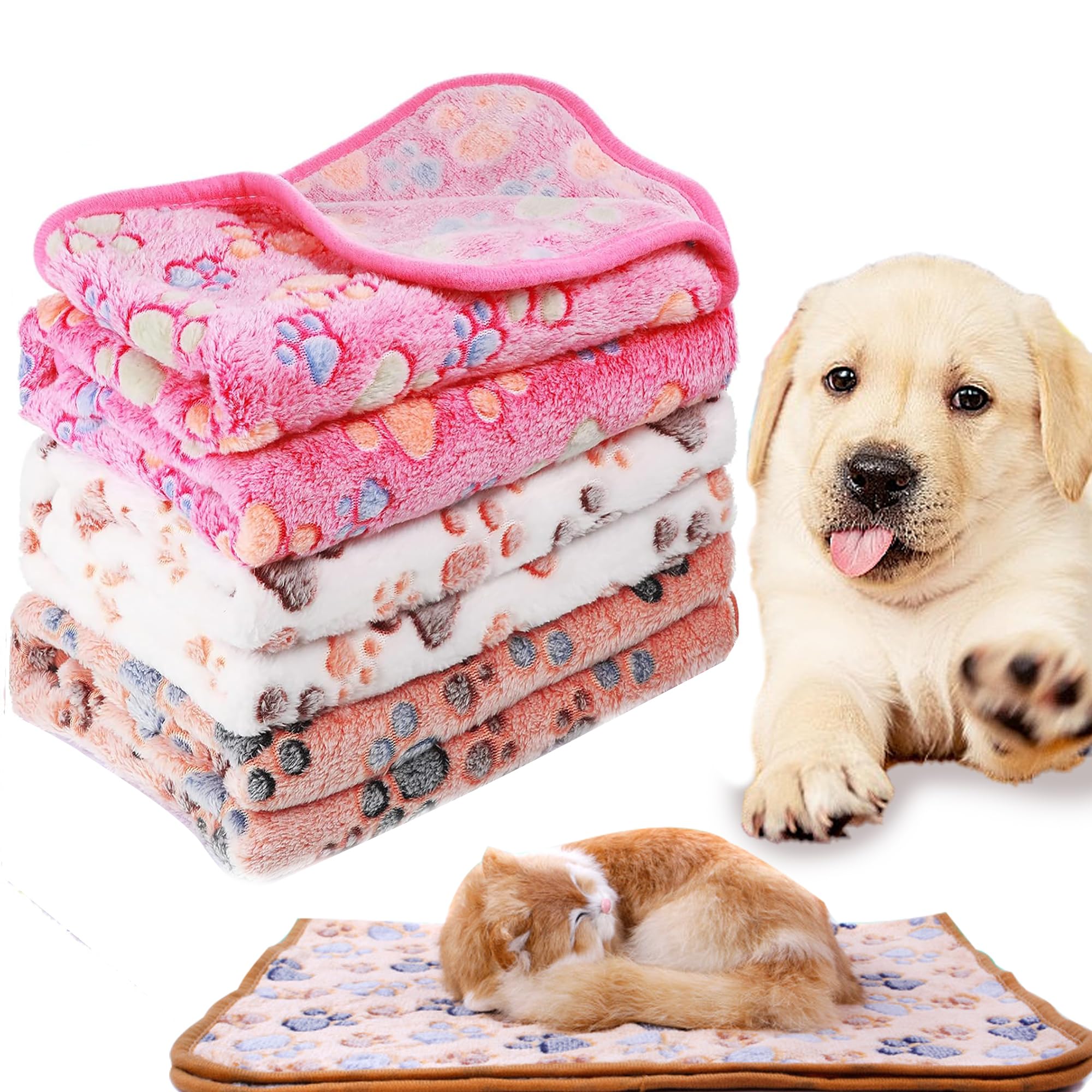 WDEC 3 Piezas Mantas de Perro de Lana de Coral Lavables Suaves Mantas de Cama de Gato de Mascota Medio, Manta para Perros Duradera y Esponjosa, Alfombra Manta para Mascotas, 76X104cm