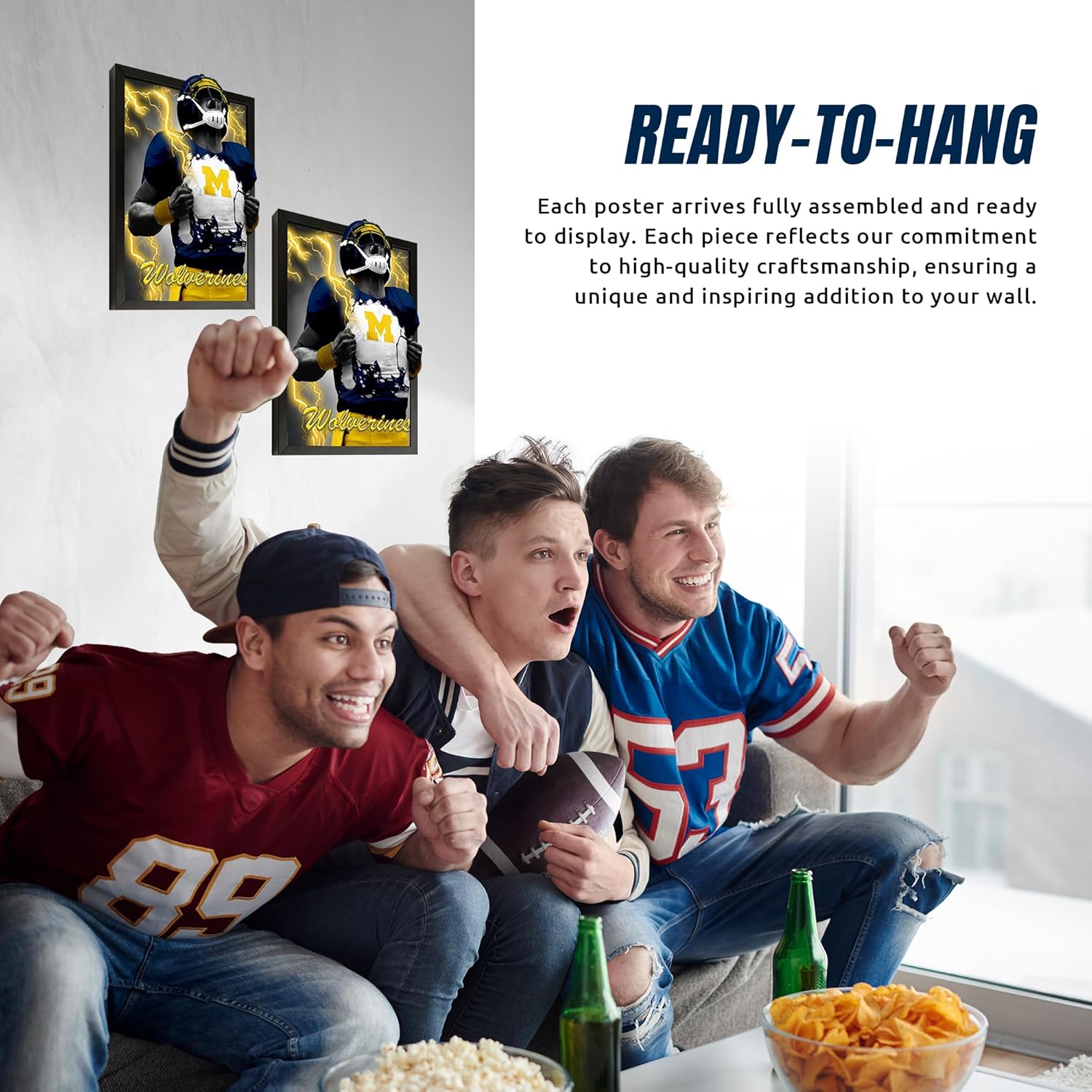 Michigan Wolverines Framed 3D Poster Print Wall Art | 14 x 18 Pictures I Cool NCAA Lenticular Posters | Football Merch, Ready-To-Hang Pictures Game Room Artwork & Man Cave Decor Gifts for Men & Women