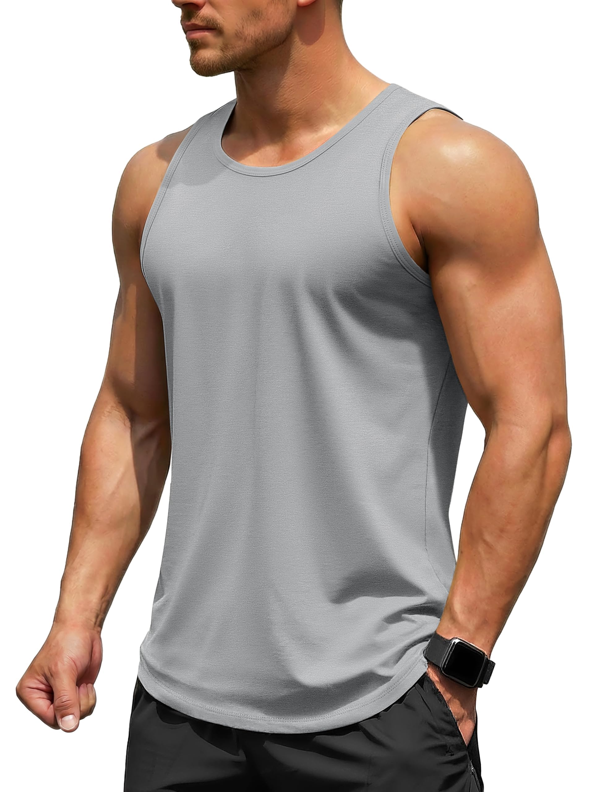 TACVASEN Tanktop Herren Trägershirt UV Schutz Ärmelloses Baumwolle Shirt Gym Fitness Achselshirts Sport Outdoor Sommer