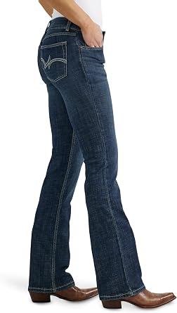 Wrangler Women's Western Mid Rise Stretch Straight Leg Jean