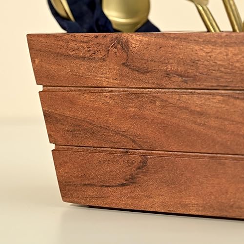 Miniatura 9 de Brick Brown Cuberteríasoporte de madera prémium en forma de barco para mesa de comedor (pequeño, orche)
