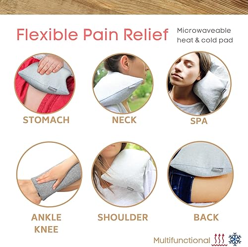 Miniatura 5 de Nestani Almohadilla térmica para microondas para aliviar el dolor paquete de calor reutilizable de semillas de cereza bolsa de almohada natural para