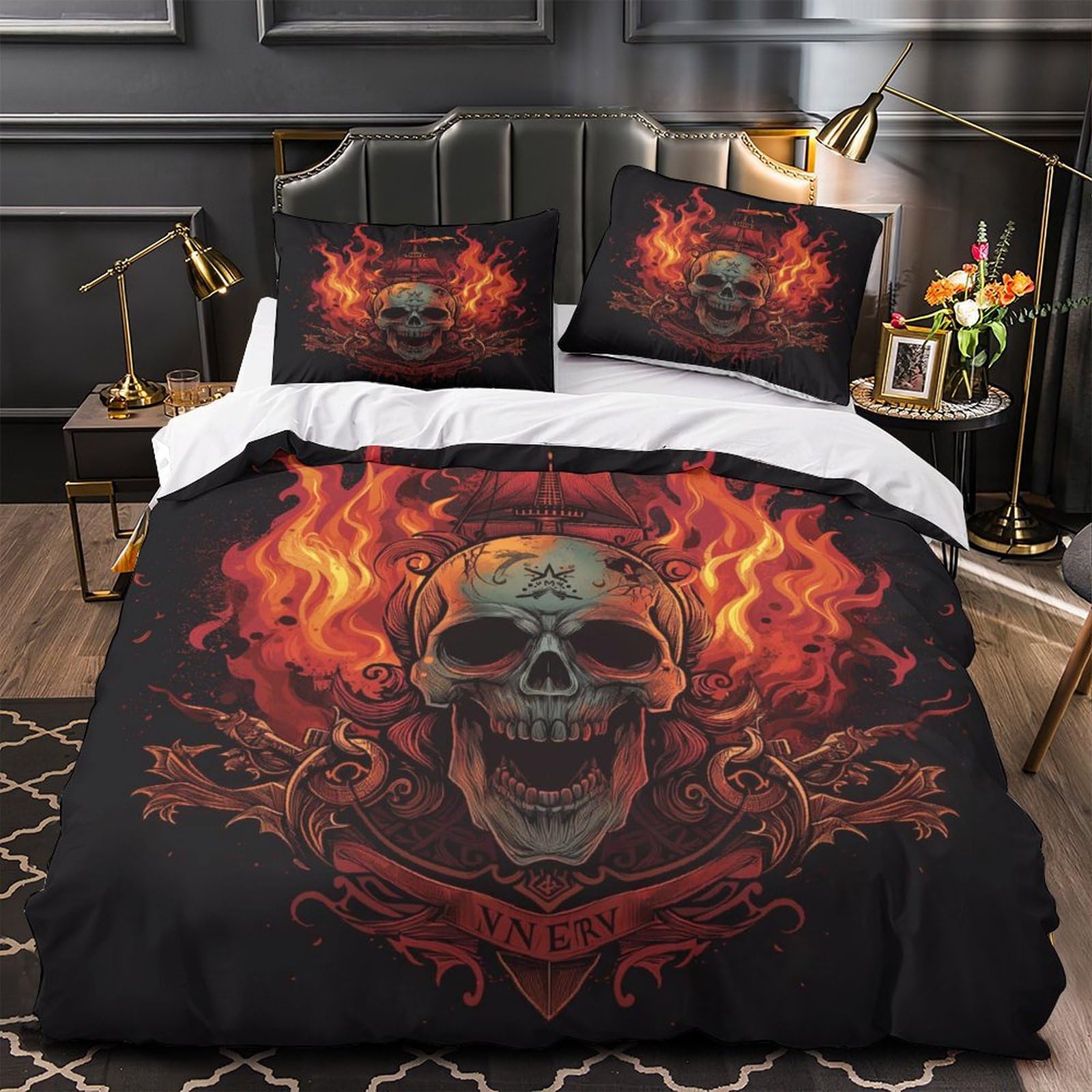 Stampato in 3D cranio Copertina Stampata Microfibra Disegnata Biancheria Da Letto Stile Morbido Con 2 Federe,Double（200x200cm）, Per Adolescenti E Adulti