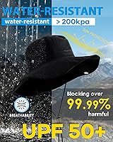 Vista 27 de Sombrero de lluvia impermeable para mujer, ala ancha, UPF50+, sombrero de sol de vaquero para hombre, plegable, suave, flexible, sombrero de playa