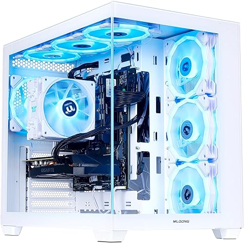 MLOONG Gaming PC Desktop, AMD Ryzen 7 8700F 8 core 4.1GHz(up to 5.1GHz), GeForce RTX 5060Ti 8GB, 32GB DDR5 RAM 6000MHz, 1TB NVME SSD, 600W PSU, Windows 11 Home 64-bit, WiFi, White