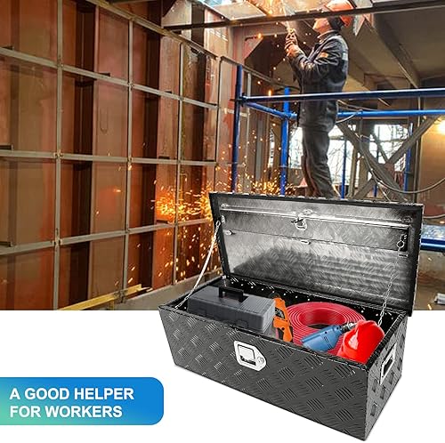 Miniatura 5 de Caja de herramientas chapada en aluminio con rayas para camioneta, caja de herramientas para camioneta, caravana, remolque, caja de herramientas,