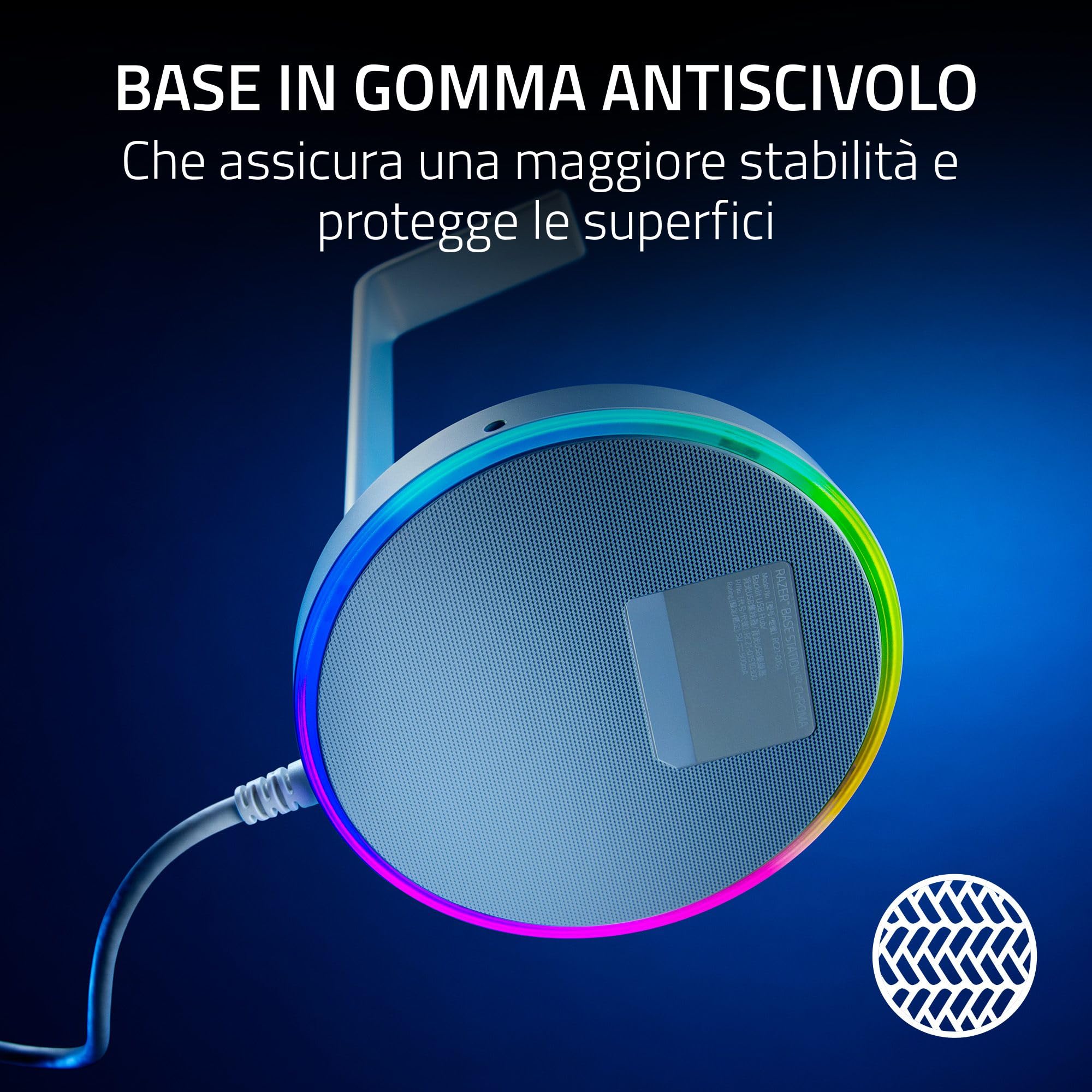Razer Base Station V2 Chroma - Supporto Cuffie e Hub USB (Con Illuminazione RGB, con Audio Surround 7.1, Supporto Cuffie Integrato con Base Antiscivolo) Nero