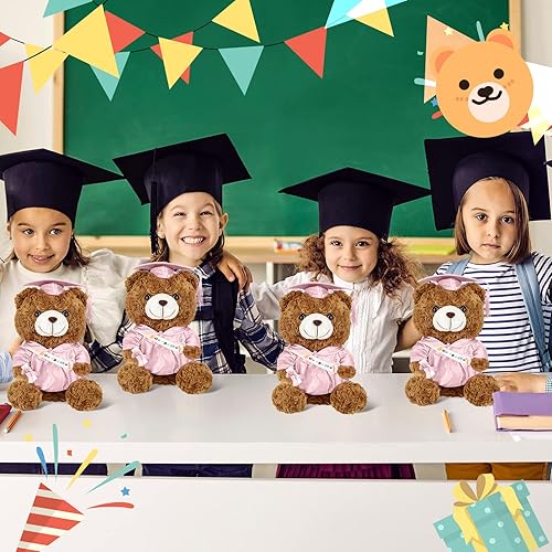 Miniatura 6 de 2 piezas de oso de peluche de graduación clase de 2024, juguetes de peluche de oso de graduación con gorro de graduación para jardín de infantes,