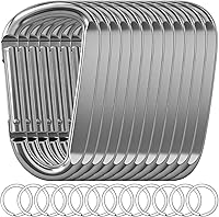 Vista 10 de 12 clips de mosquetón para llavero, clip de aluminio de 3 pulgadas, hebilla de gancho de mosquetón sin bloqueo en forma de anillo D, herramienta