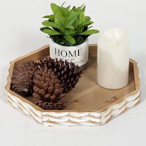Bandeja decorativa de madera de granja, bandeja rústica para servir, bandeja para otomana, mesa de café, encimera de cocina, manualidades,