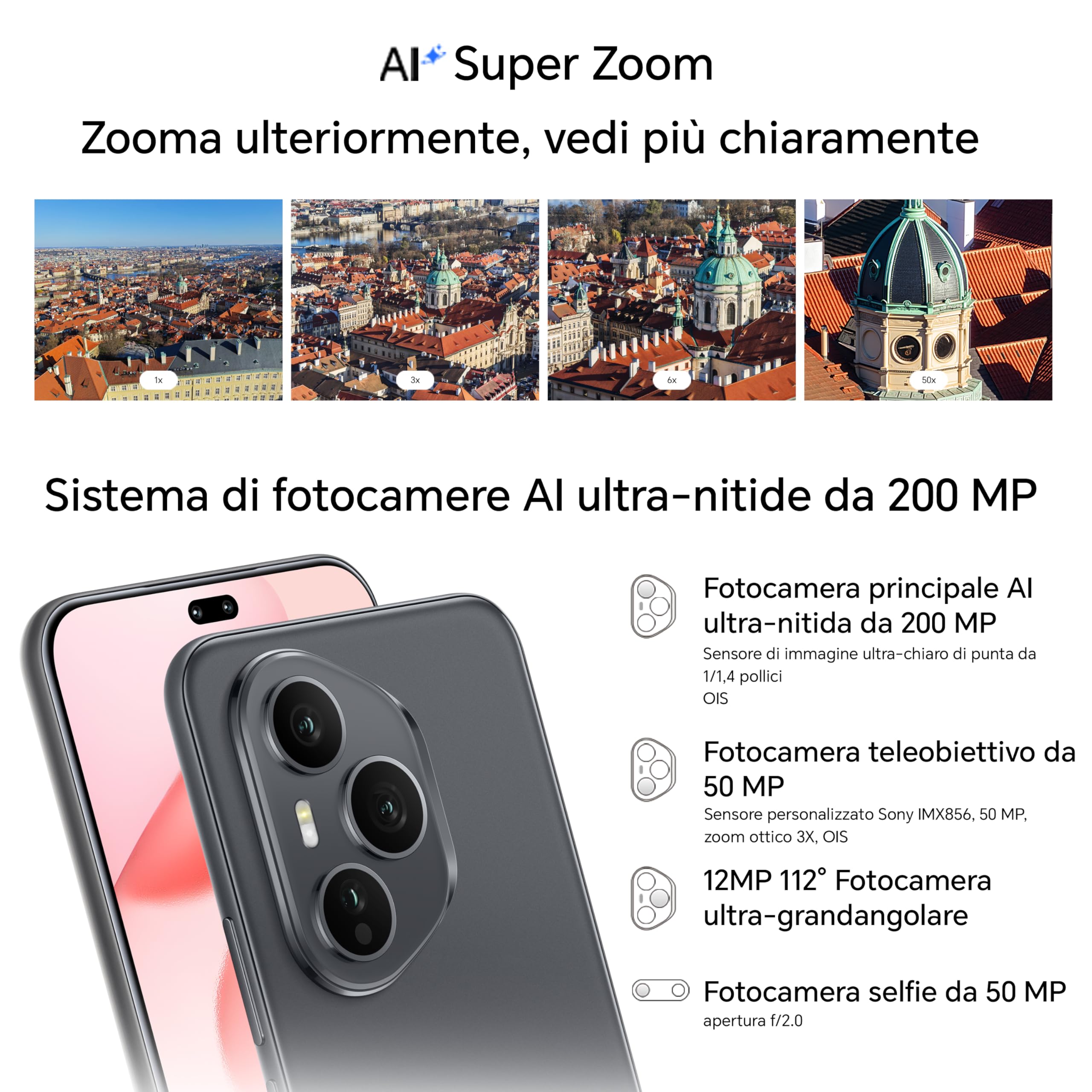 HONOR 400 Pro Smartphone 5G 12GB RAM 512GB ROM, Dual SIM NFC, AMOLED da 6.7 pollici display Eye Comfort con Snapdragon 8 Gen 3, 200MP Ultra-clear AI Camera,5300 mAh, Midnight Black [Versione italiana]