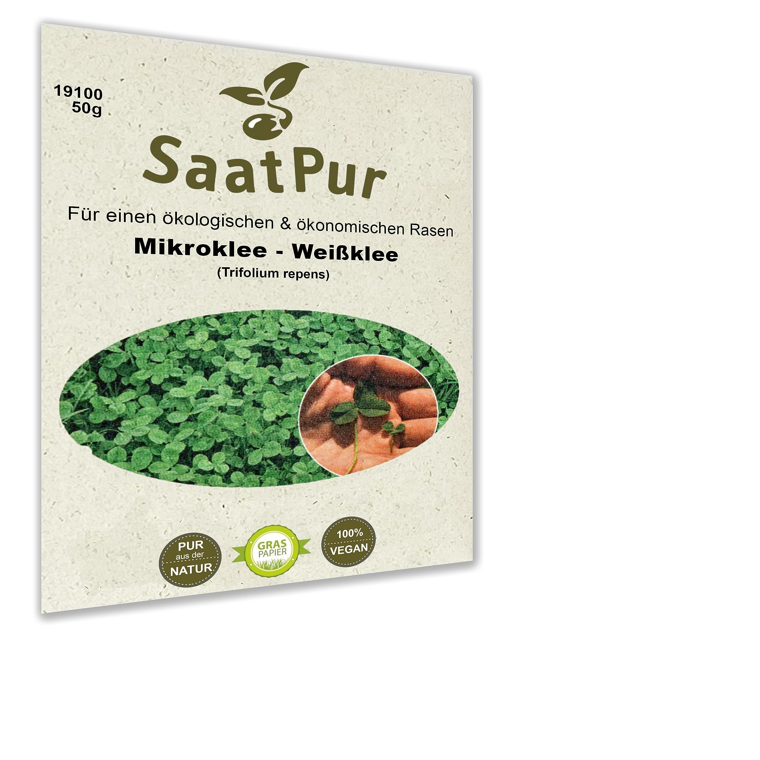 SaatPur EUROMIC Mikroklee Klee Rasen Microclover Zwergklee Rasenklee Microklee kleiner Weißklee 250 g für ca.125 qm