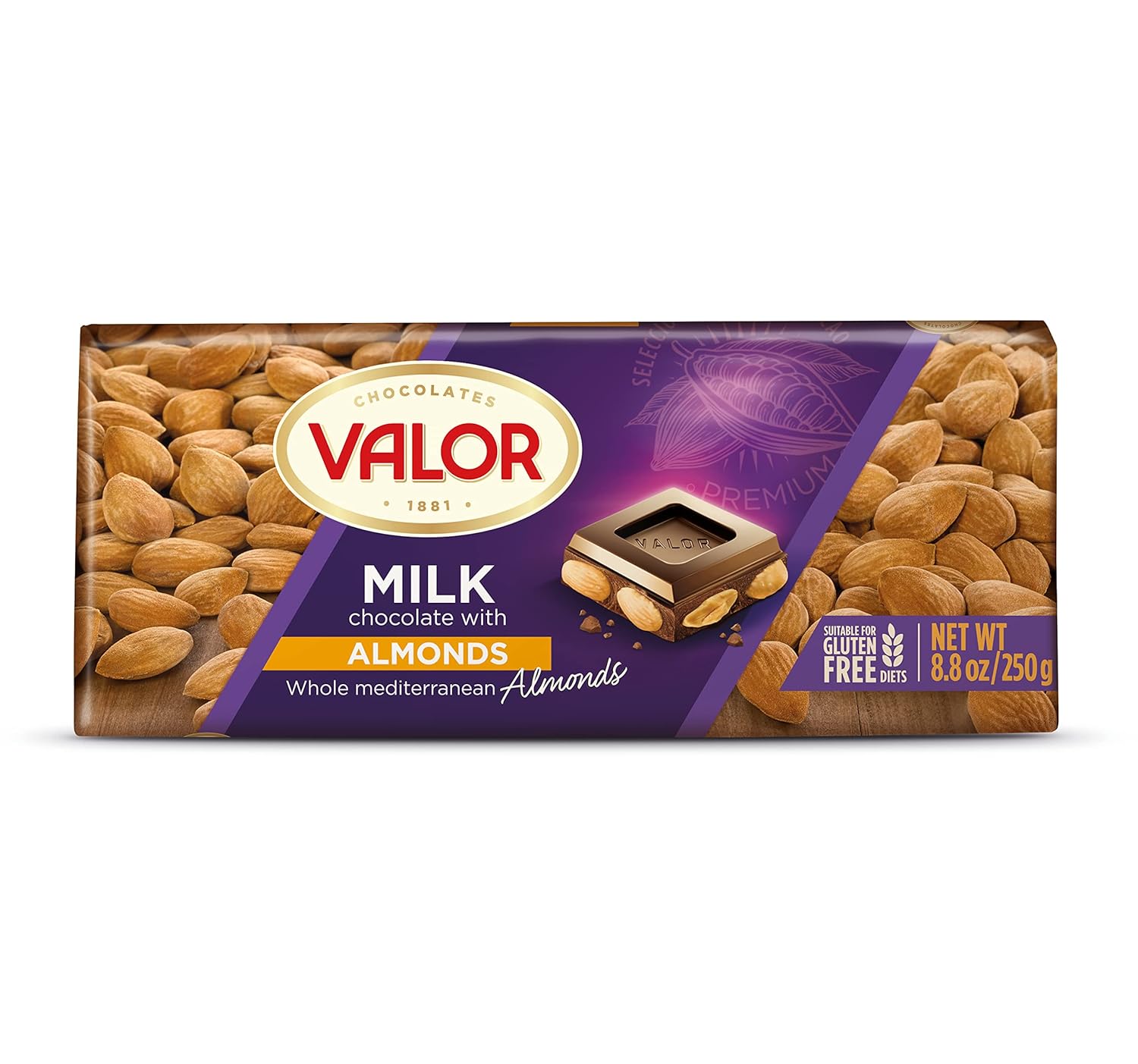 Valor Milk Chocolate With Almonds, 8.8oz Grocery