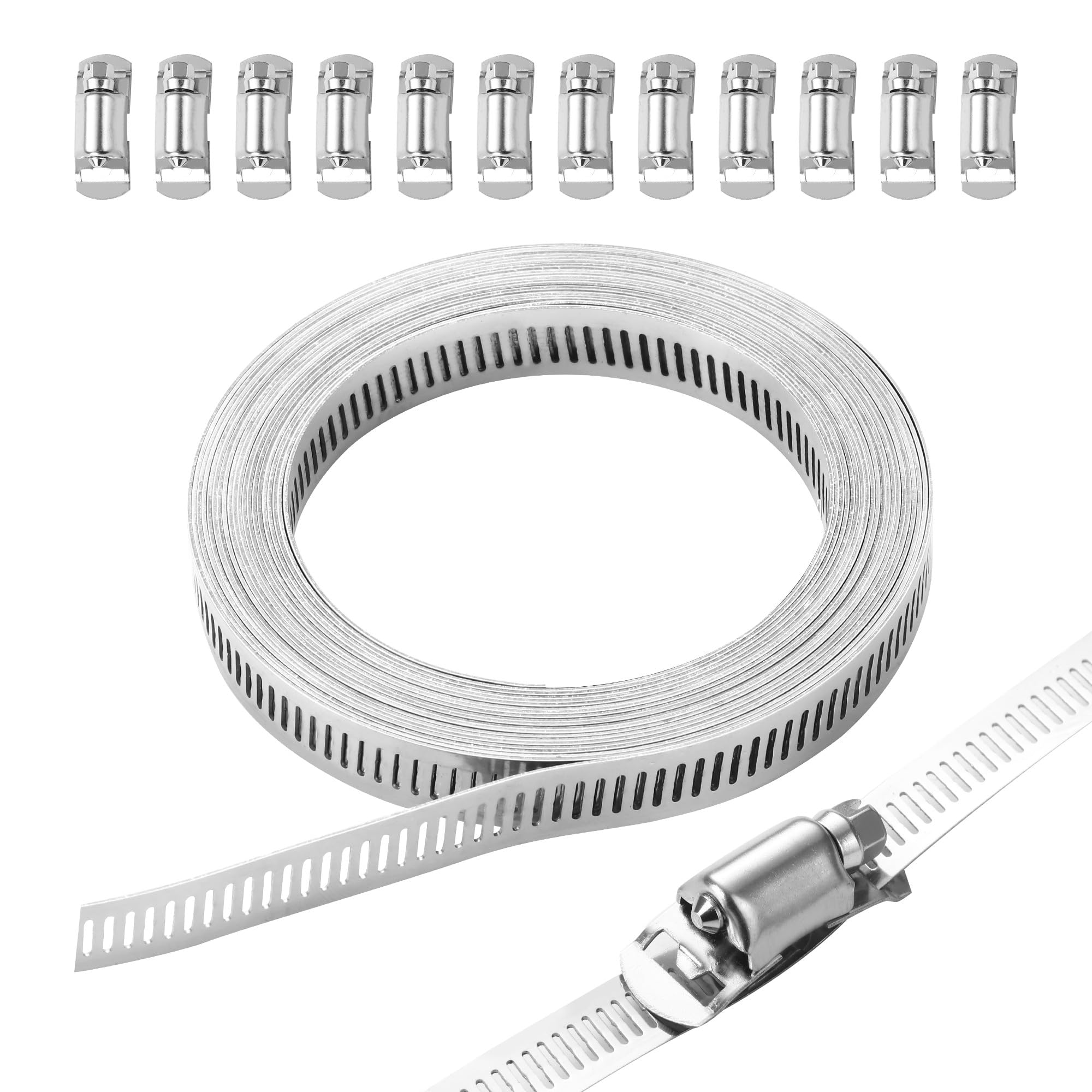 Inox Lot De 20 Colliers De Serrage Métallique - Fer Galvanisé Réglable 11-13mm - Pour Tuyaux Eau, Gaz, Automobile Collier Serrage