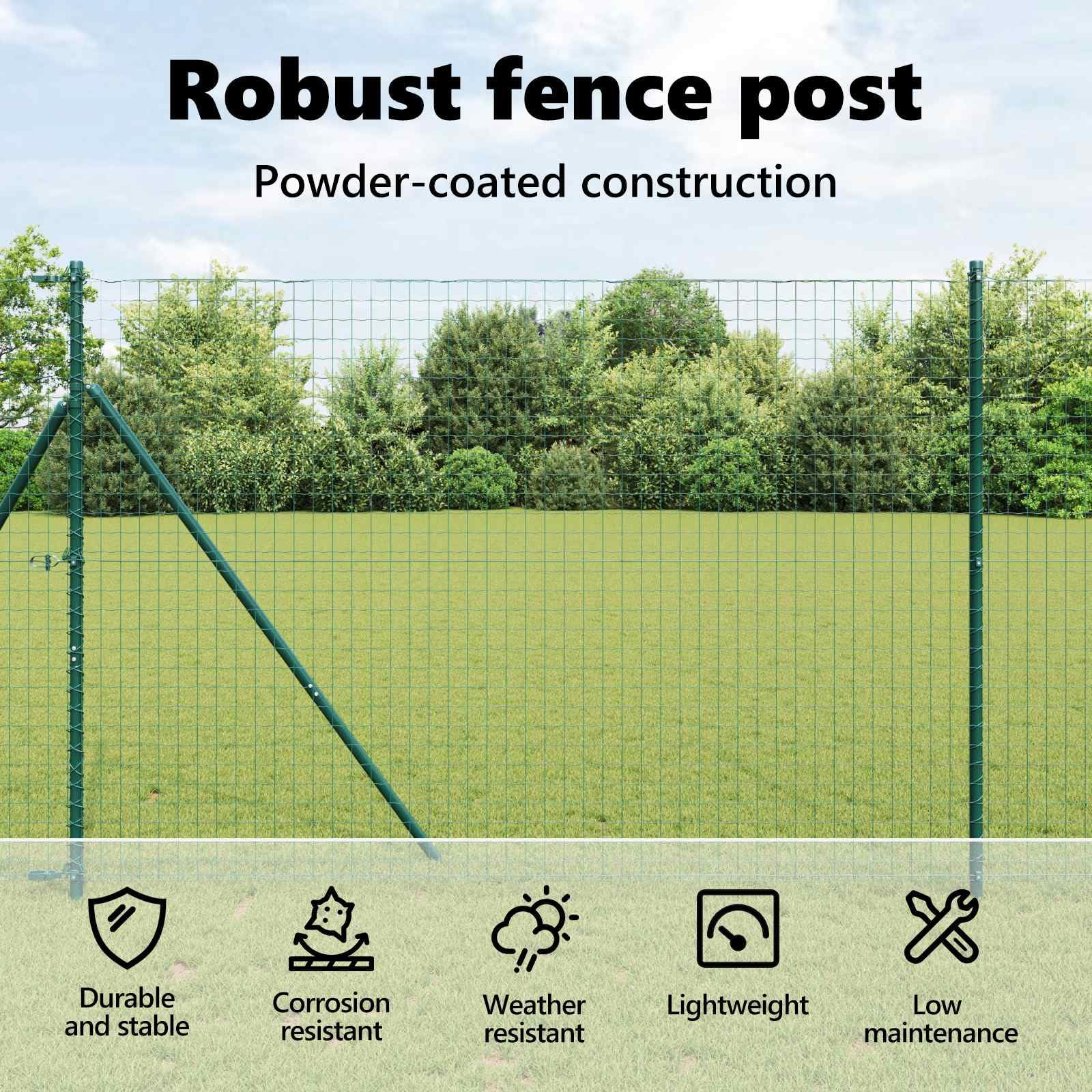 vidaXL Poste de Valla 2 pcs Verde Acero con Recubrimiento en Polvo, Poste de Cerca de Jardín, Diseño Moderno, Rectangular, Resistente al Clima, Fácil de Instalar