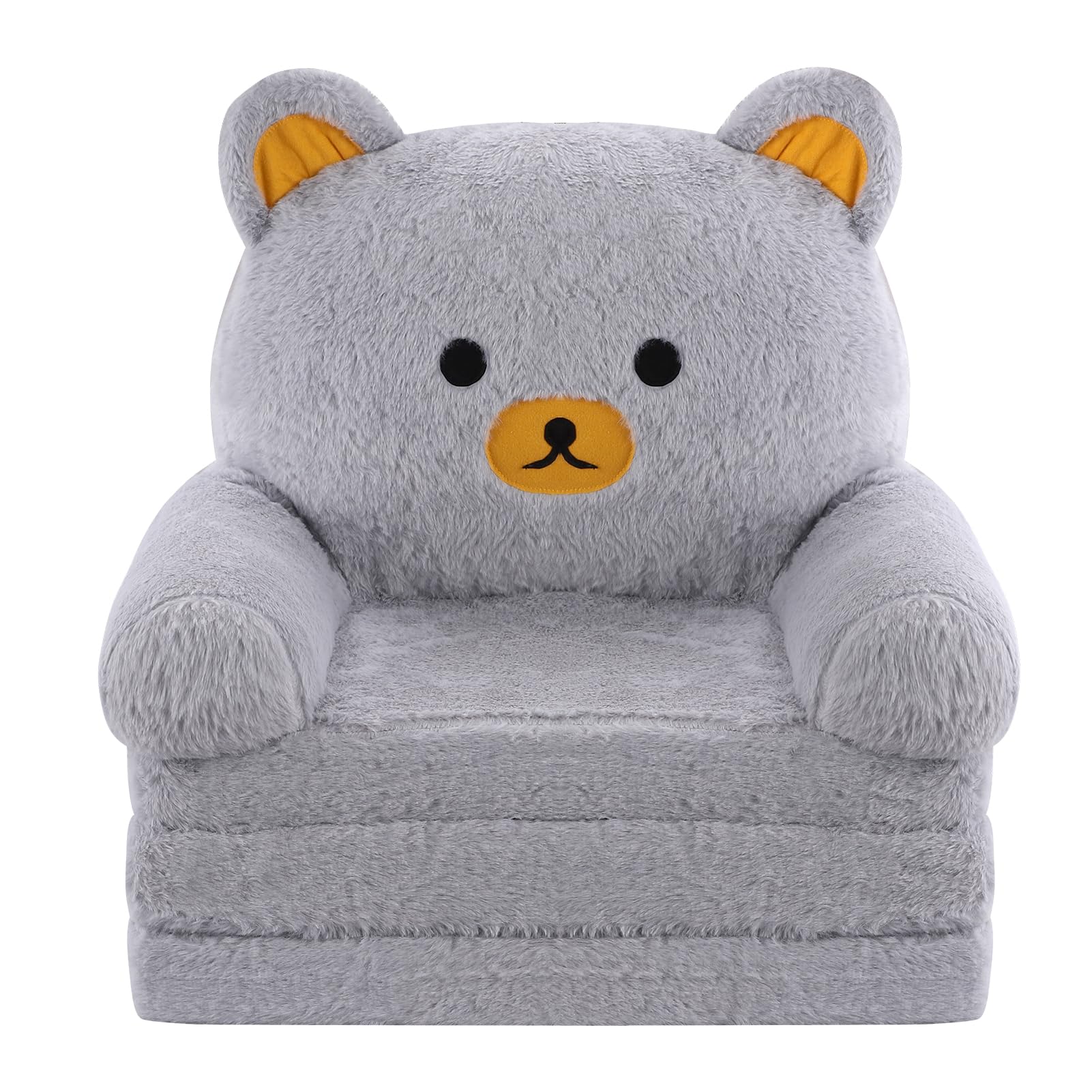 ANTSOUL Toddler Couch with Folding Function, Kids Couch Choose Short Plush Fabrics and Colors for 1-3 Old