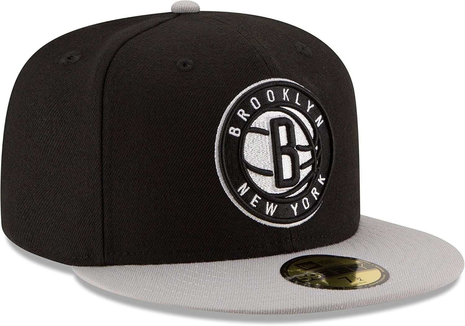 NBA Brooklyn NETS Men's 2-Tone 59FIFTY Fitted Cap, 7.625, Black - Image 5