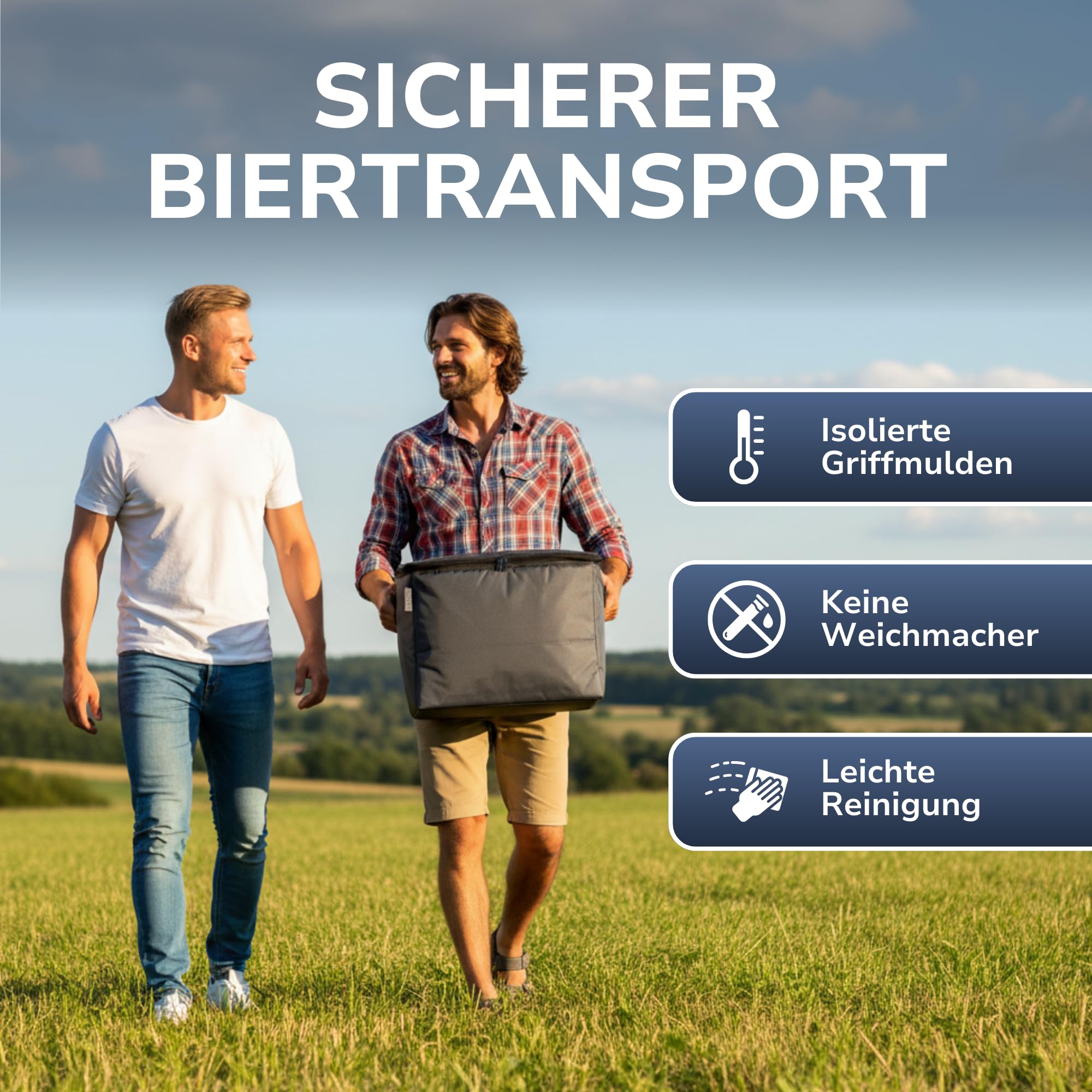 BIERBUDDY - Kühltasche für Bierkasten – Faltbare, isolierte Thermotasche für Bier – leicht & robust – ideal für Grillen, Party, Festival & Camping