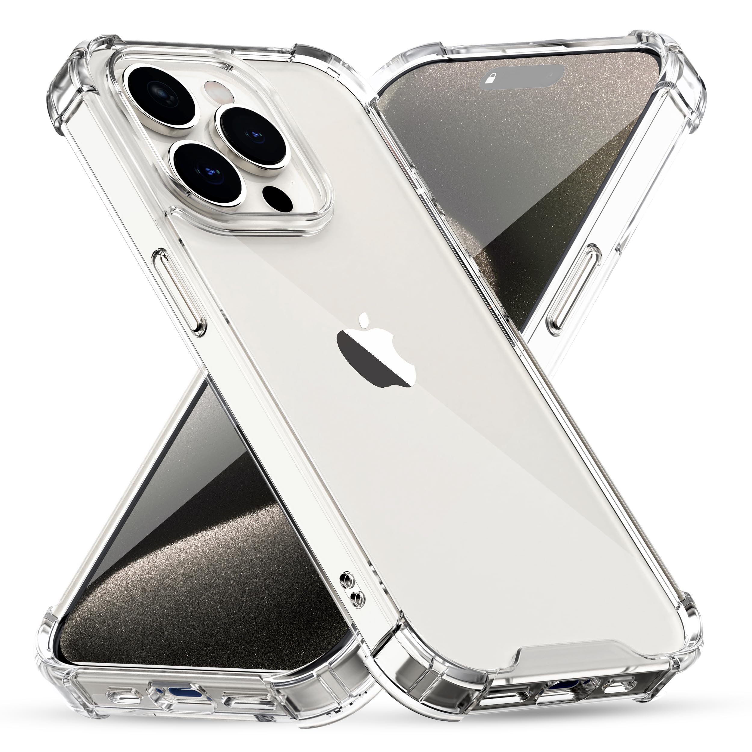 rooCASE Plexis Clear Case for iPhone 15 Pro Max, 6.7 Inch, Slim Transparent Cover with TPU Bumper, Crystal Glass Clear, Acrylic Anti-Scratch Resistant, Shockproof