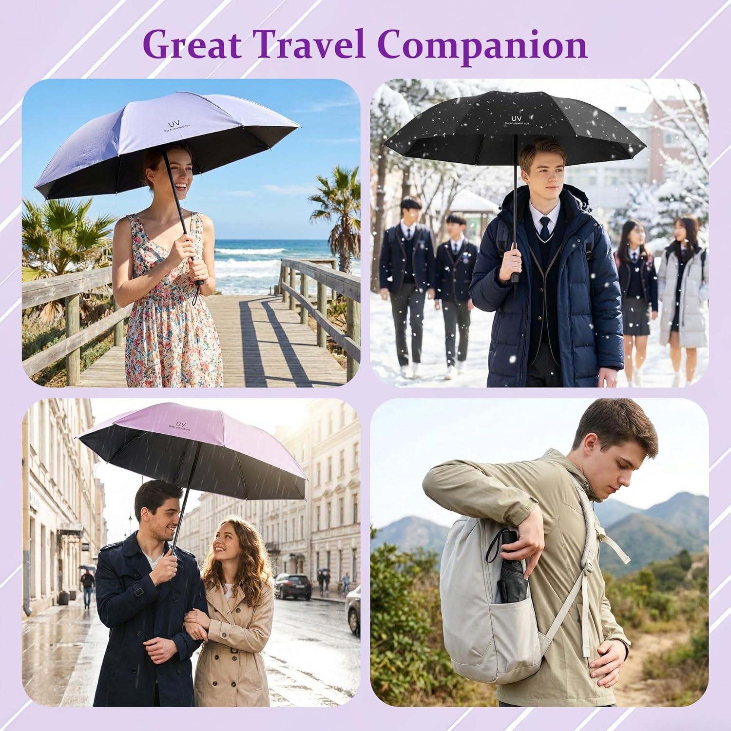 Bulk Umbrellas, 5-PACK Travel Folding Umbrellas, Foldable For Compact Storage And Easy Portability, Suitable For Both Sunny And Rainy Days (Black, White, Navy Blue, Burgundy, Dark Green)