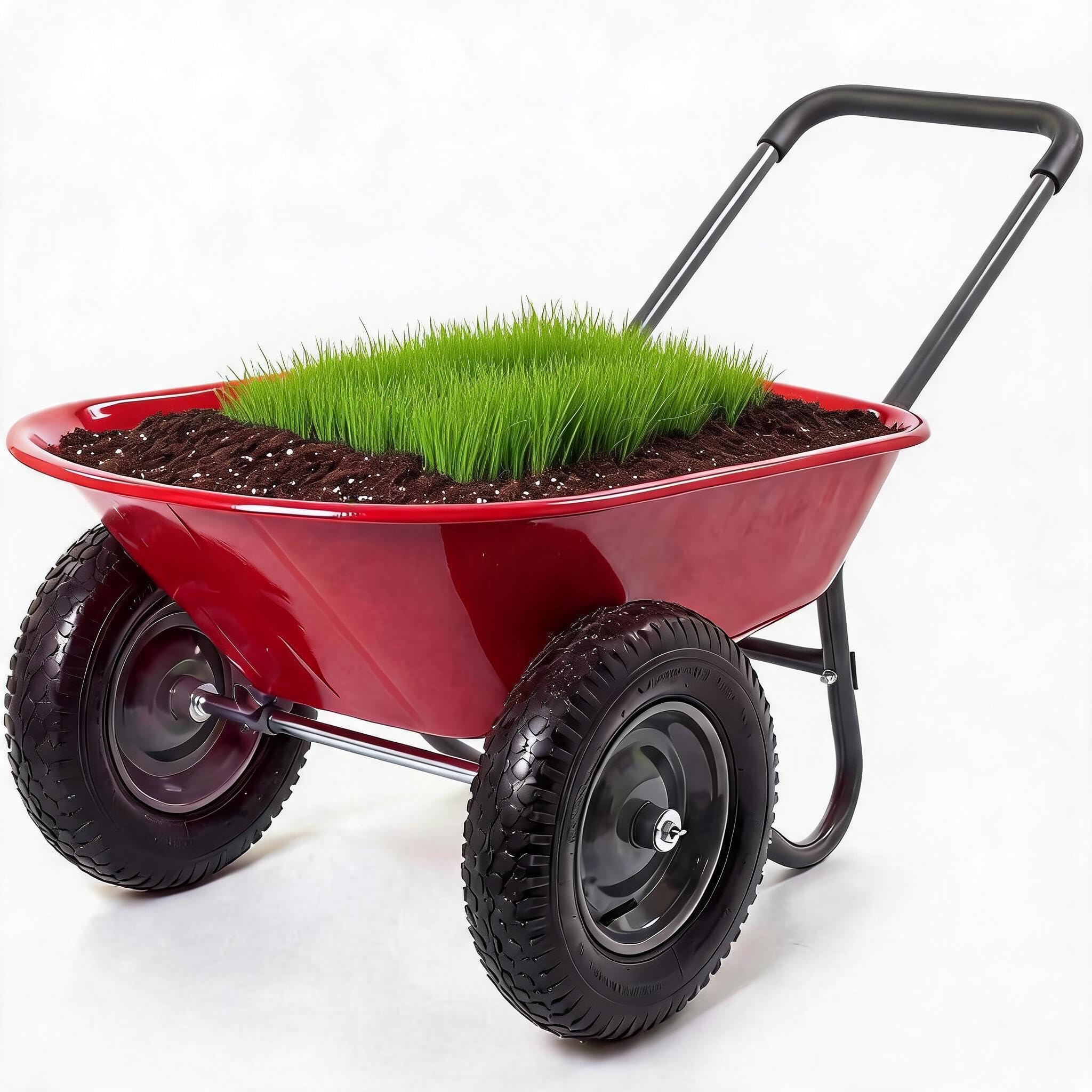 2-Rad Schubkarre, Gartenschubkarre 272 kg, Schiebkarre | Gartenkarre Stabil Stahlrahmen Kunststoff-Mulde 272 Kg für Garten, BAU und Stall