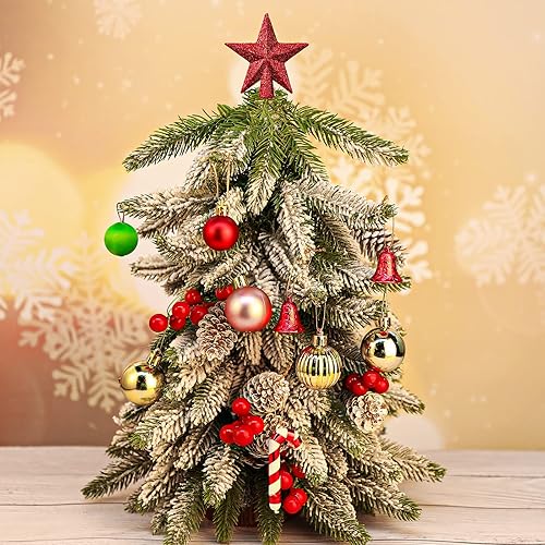 Miniatura 3 de Hanaive Decoración para árbol de Navidad para el día de San Valentín, mini estrella para árbol de Navidad, decoración del hogar (rojo brillante,