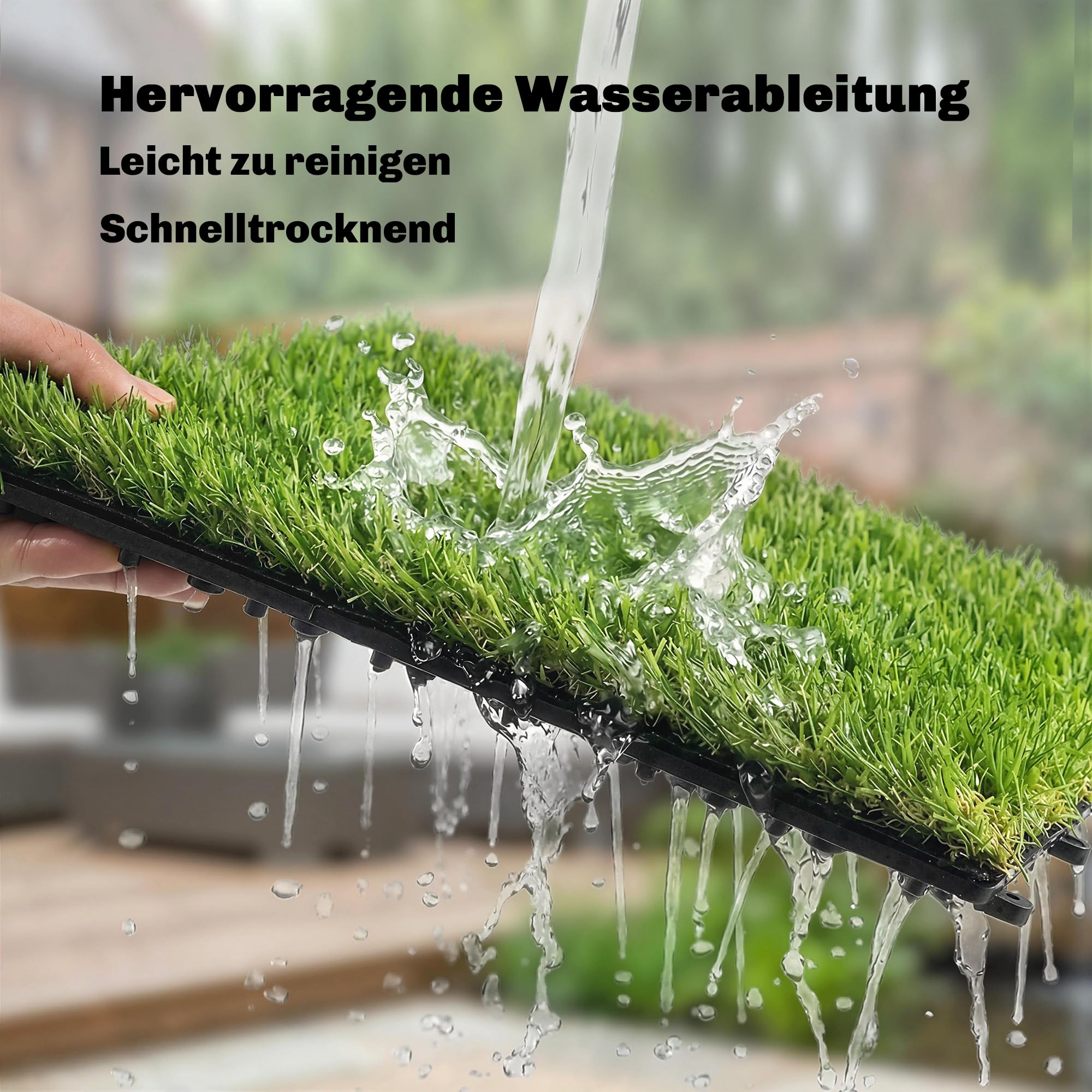 Outsunny 22er Set Kunstrasen Fliesen 30x30 cm Rasenfliesen mit Drainagesystem, 2m² Rasenteppich Kunststoff Grasmatte Künstlicher Rasen Bodenbelag Grasfliese für Balkon, Terrasse Garten Outdoor Grün