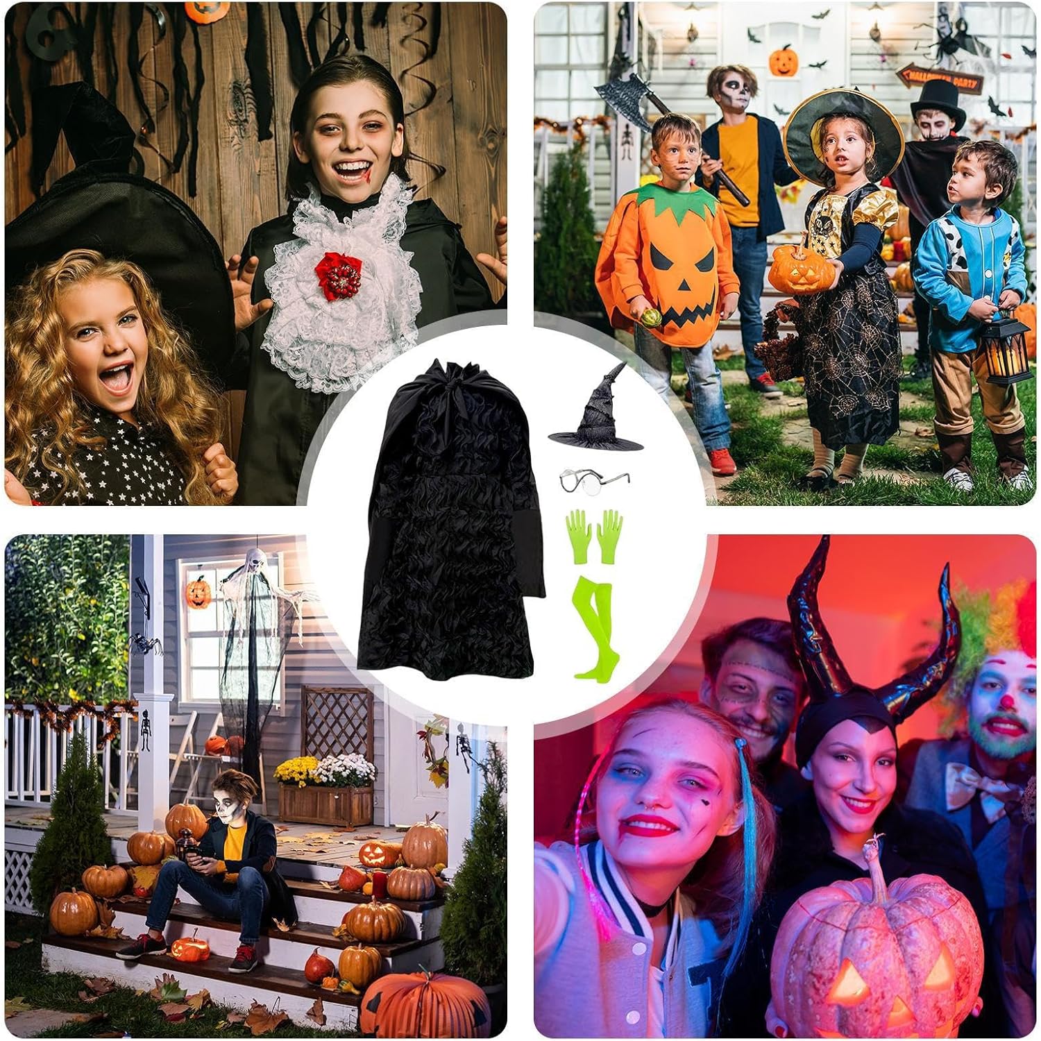 [Frxib] 女児 魔女 衣装,女の子用魔女コスチューム黒ドレス - 5-12歳 子供 変身 衣装 パーティー 舞台 発表会 |