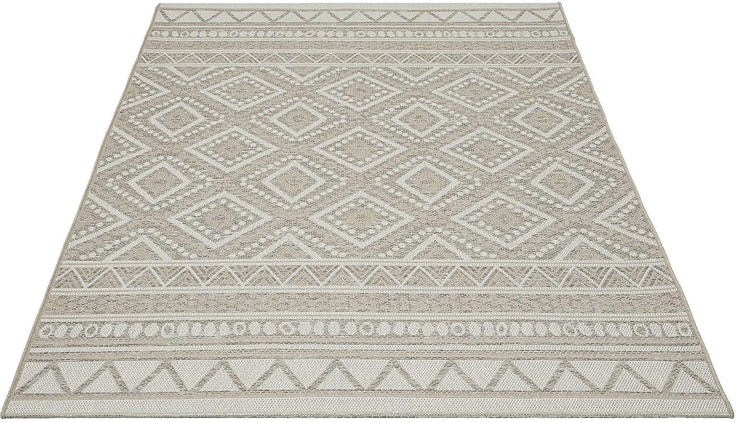 Mia´s Teppiche Denver robuster Outdoor Teppich, modern, Wetterfest & UV-beständig, für Balkon, Terrasse und Wintergarten, flach, auch für Küche oder Esszimmer, Beige, 200 x 280 cm