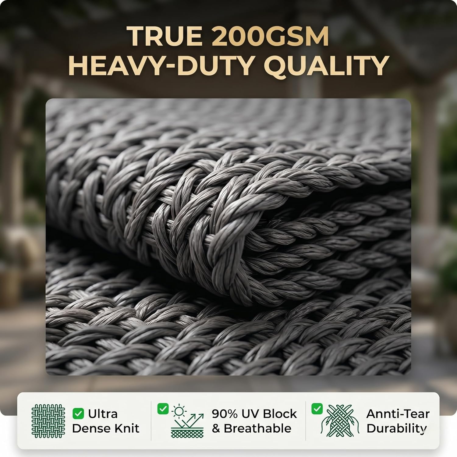 FAIR WIND Shade Cloth 90% Sun Shade Fabric Privacy Screen Shade Cover Patio Canopy with Grommets Shade Net for Garden Outdoor Pergola 10 x 14“ - Grey
