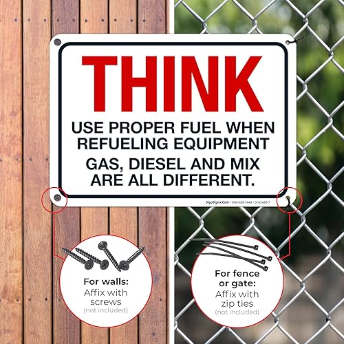 Miniatura 11 de Think When Refueling Equipment to Use Proper Fuel Gas Diesel and Mix Sign, 24x30 Inches, 3M EGP Reflective .080 Aluminum, Fade Resistant, Made in USA