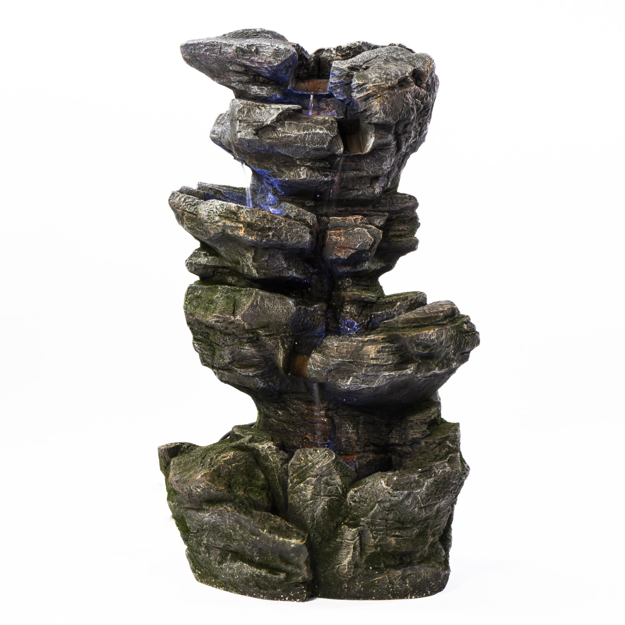 B&Q -  Serenity Cascading Rock Water Fall Water Feature Led Lighting Self Contained