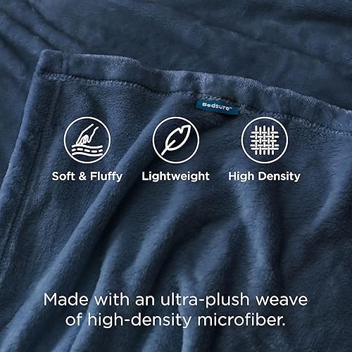 Miniatura 3 de Bedsure - Manta de vellón, tamaño king, suave, ligera, afelpada, acogedora, mullida, de microfibra, color azul mineral, 108 x 90 pulgadas