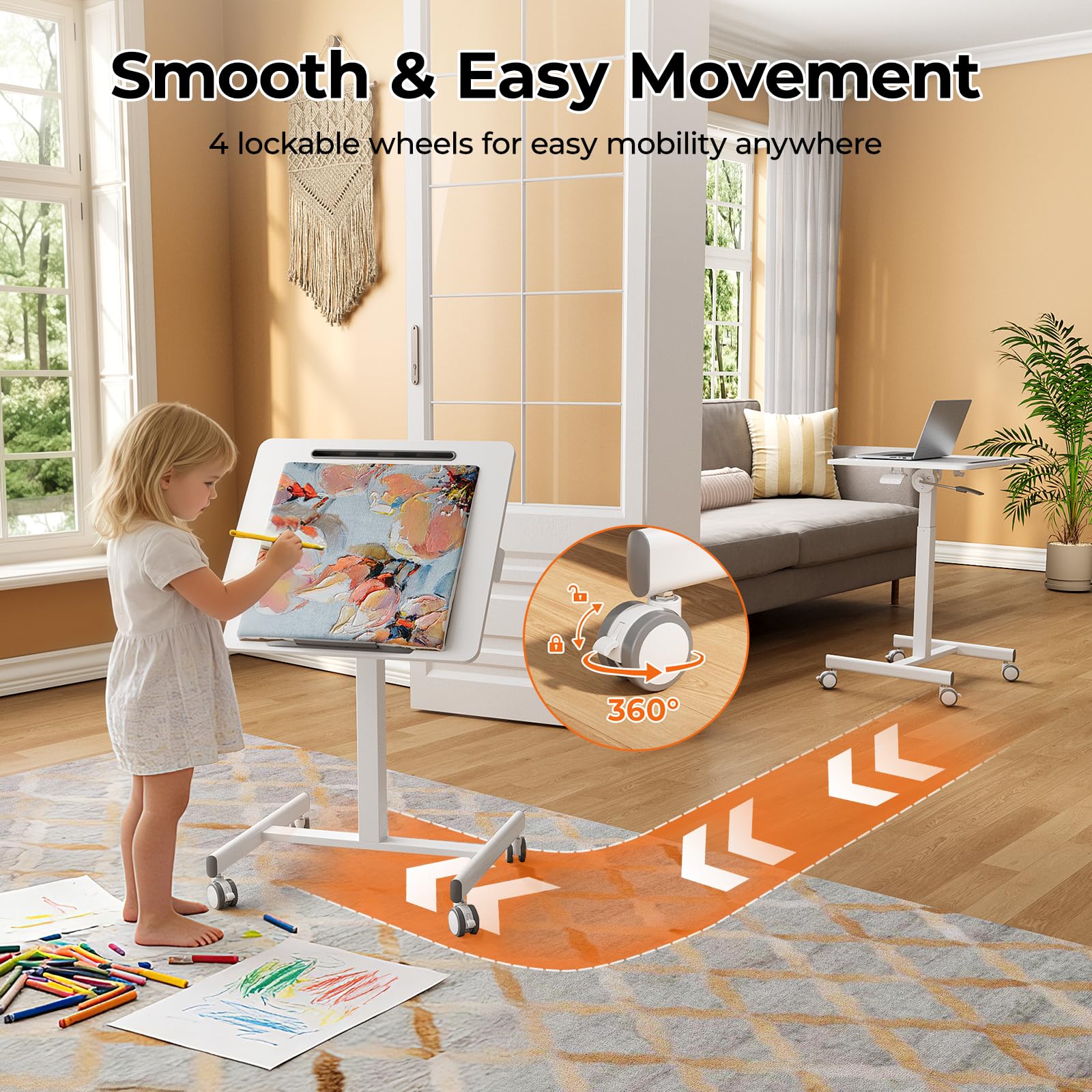 JOY worker Mobile Standing Desk 23 6 x 20 5 Small Rolling Laptop Cart with 90 Tiltable Desktop — view 7