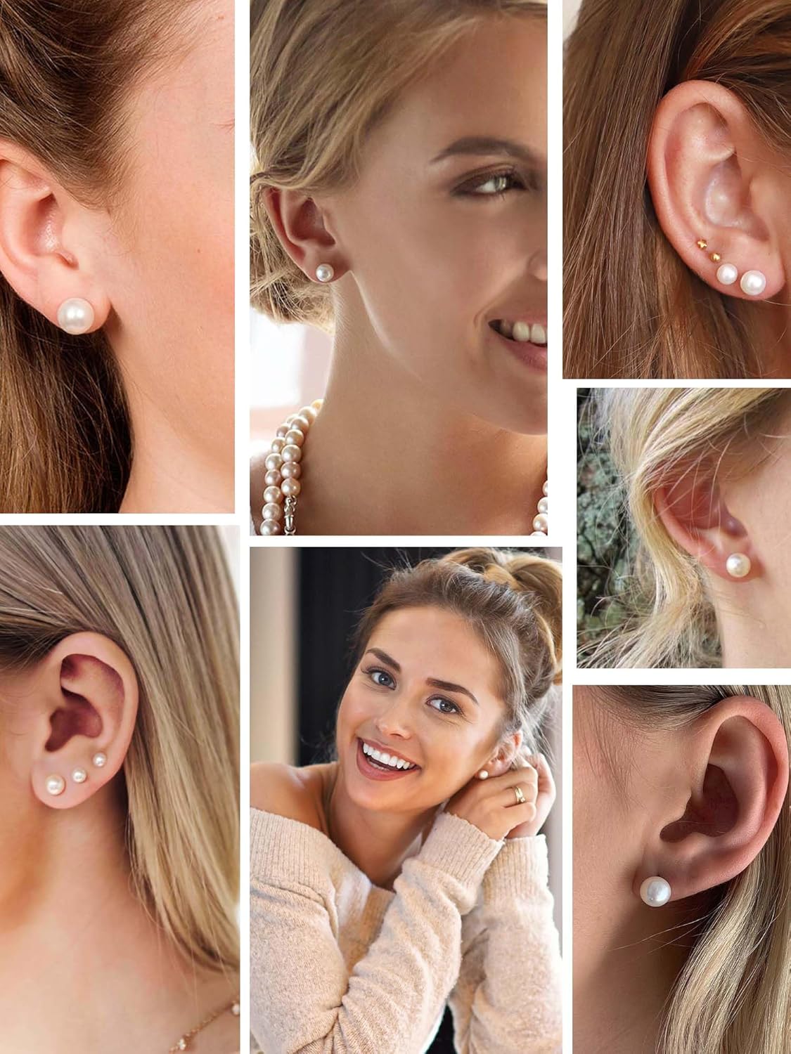 ChicSilver 4-10mm White Freshwater Cultured Pearl Earrings Sterling Silver Studs for Women Girls Sensitive Ear - Image 7