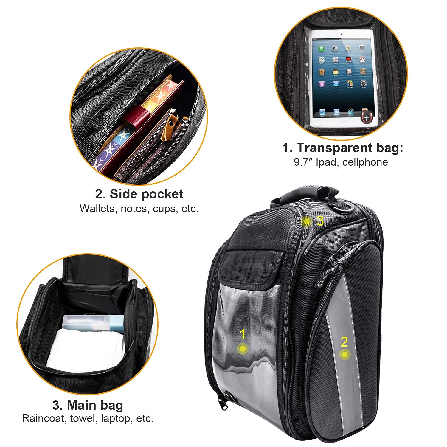 MOSISO Motorfiets achtertas multifunctionele waterdichte polyester