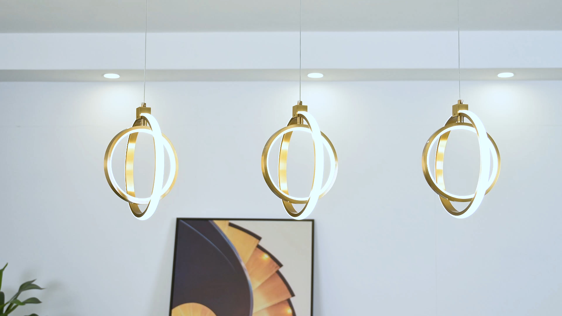 Image of Modern LED Chandelier Gold Ring Pendant Light Fixtures 4000K Dimmable Height Adjustable Pendant Lighting for Dining Room Kitchen Island Bedroom Living Room Foyer(1-Pack)