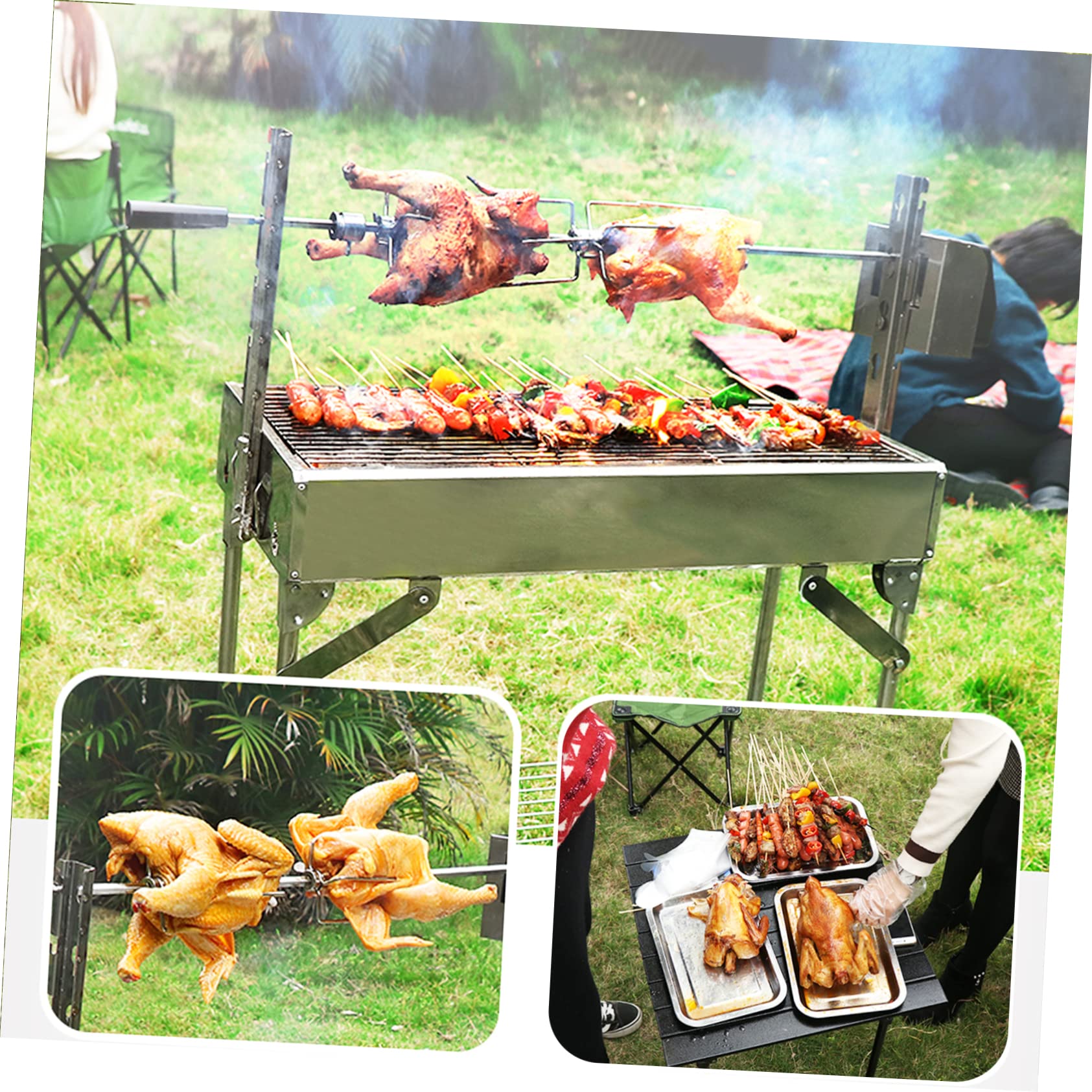 Mipcase 2piezas Tenedores De Barbacoa De Acero Inoxidable Para Asar Carne Accesorios Para Barbacoa Jardín