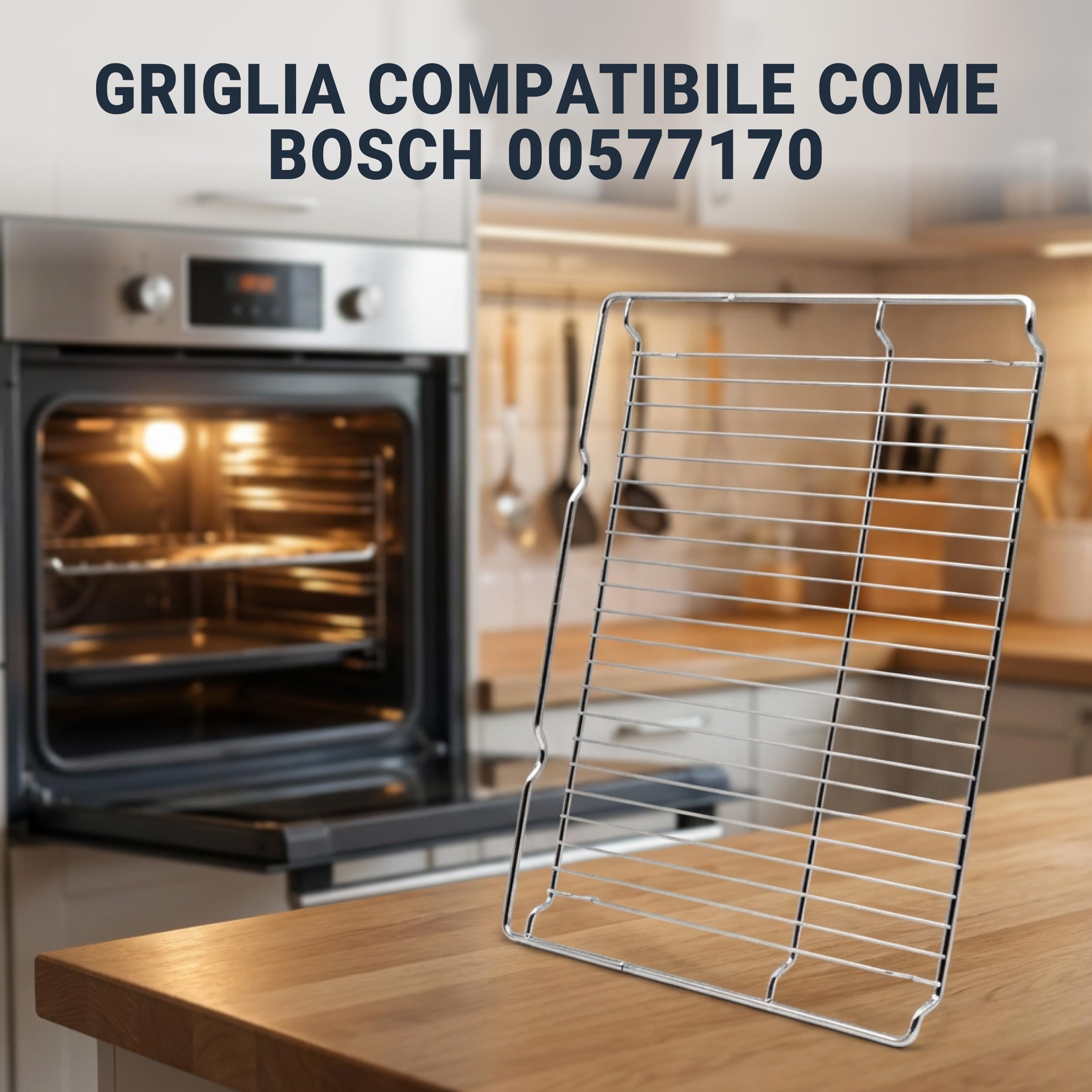 Griglia di ricambio per griglia da forno HEZ634000 compatibile con Bosch Siemens 00577170, griglia 455 x 375 mm, griglia per forno