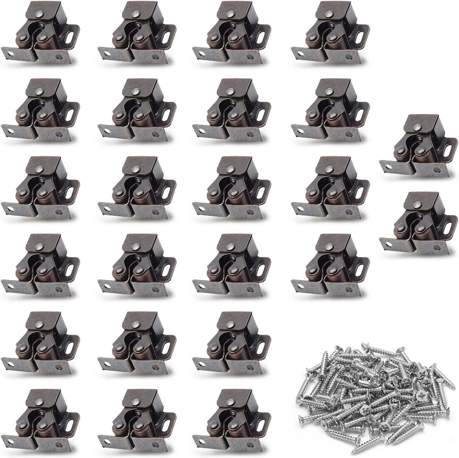 12-Pack Vintage Bronze Double Roller Catch – Cupboard Cabinet Door Closet Latch B330