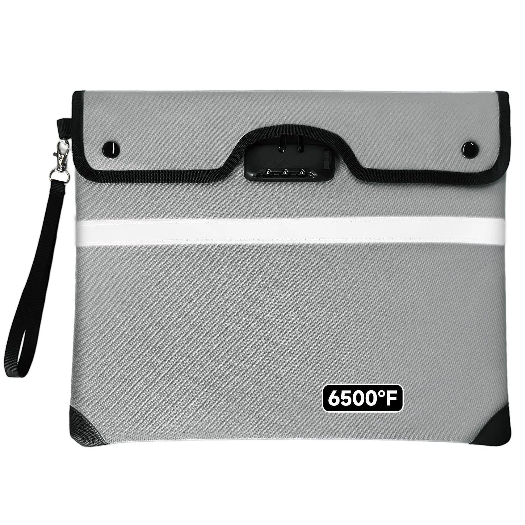 Loorow Upgraded 6500°F Fireproof Document Bag with Lock, Waterproof 9-Layer Heat Insulated | Dual-Liner Card Slot Money Bag with Zipper/Reflective