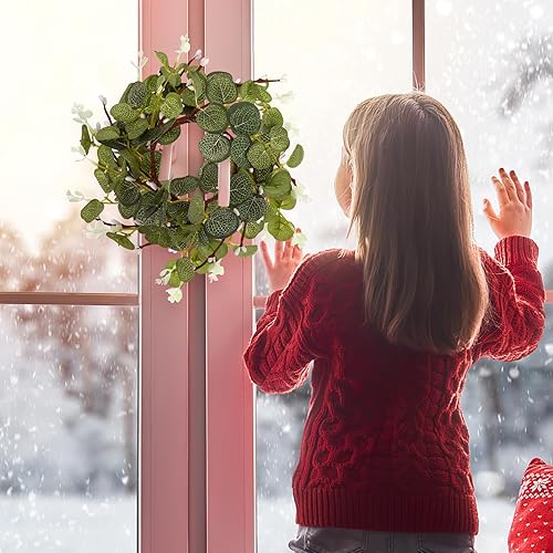 Miniatura 9 de 2 anillos de vela de Pascua, anillos de vela de boda, coronas de eucalipto artificiales, coronas de hojas de flores, corona de Pascua para puerta