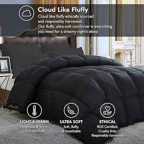 Miniatura 2 de Lujoso edredón de plumón de ganso siberiano tamaño King, relleno de edredón, 1200 hilos, 100% algodón egipcio, 70 onzas Peso de relleno, 1200 TC,