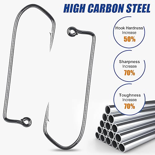 Miniatura 4 de Ganchos de plantilla Aberdeen de 90 grados, 110 piezas de mango largo forjados Duratin Jig Hooks Heavy Wire Jig Ganchos de pesca de acero de alto