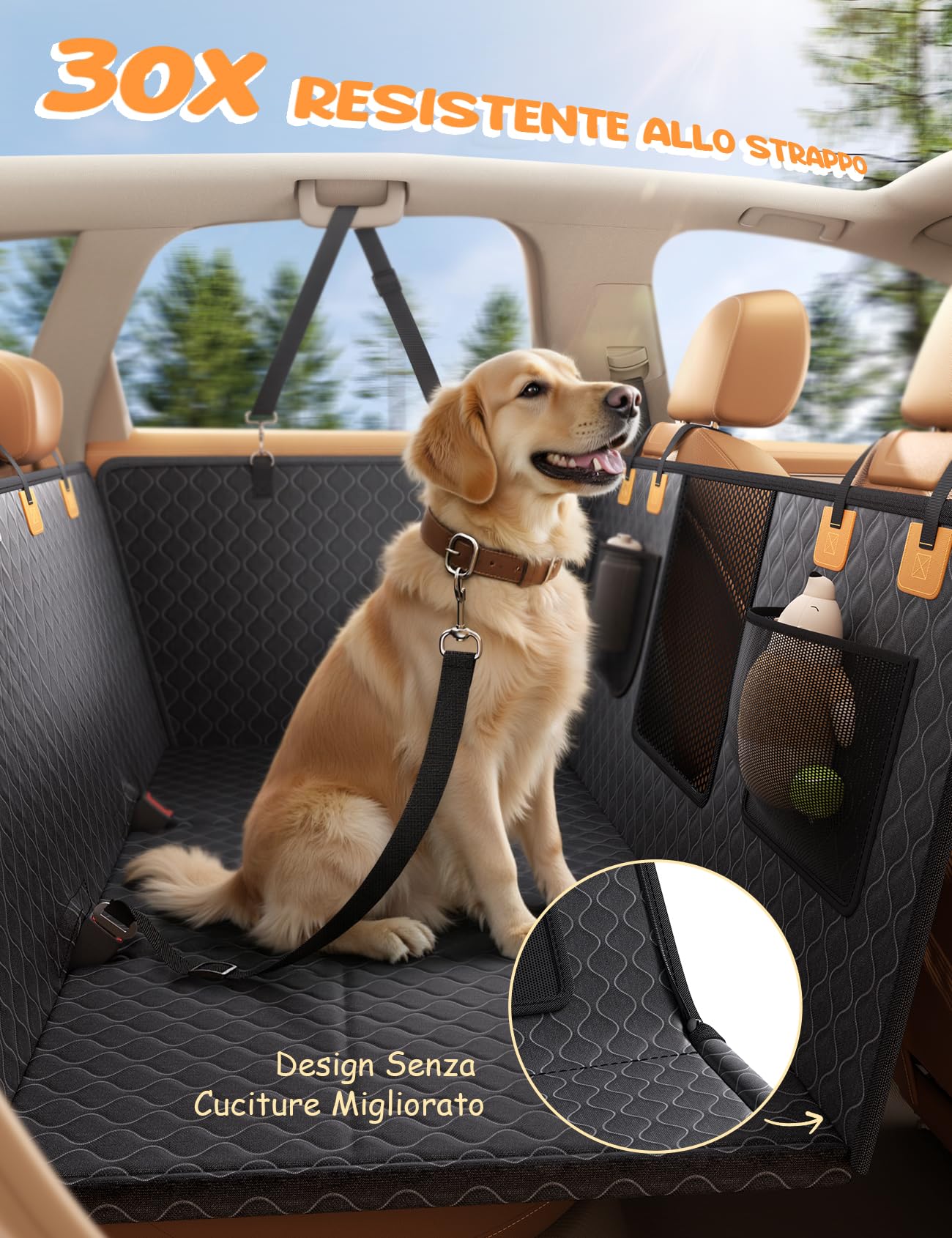 Lamicall Coprisedile per Auto per Cani, Telo Auto per Cani - [Migliore Antistrappi] Impermeabile Antiscivolo e Antigraffio, con Finestra Visibile, Lavabile in Lavatrice, per SUV e Piccoli Furgoni, L
