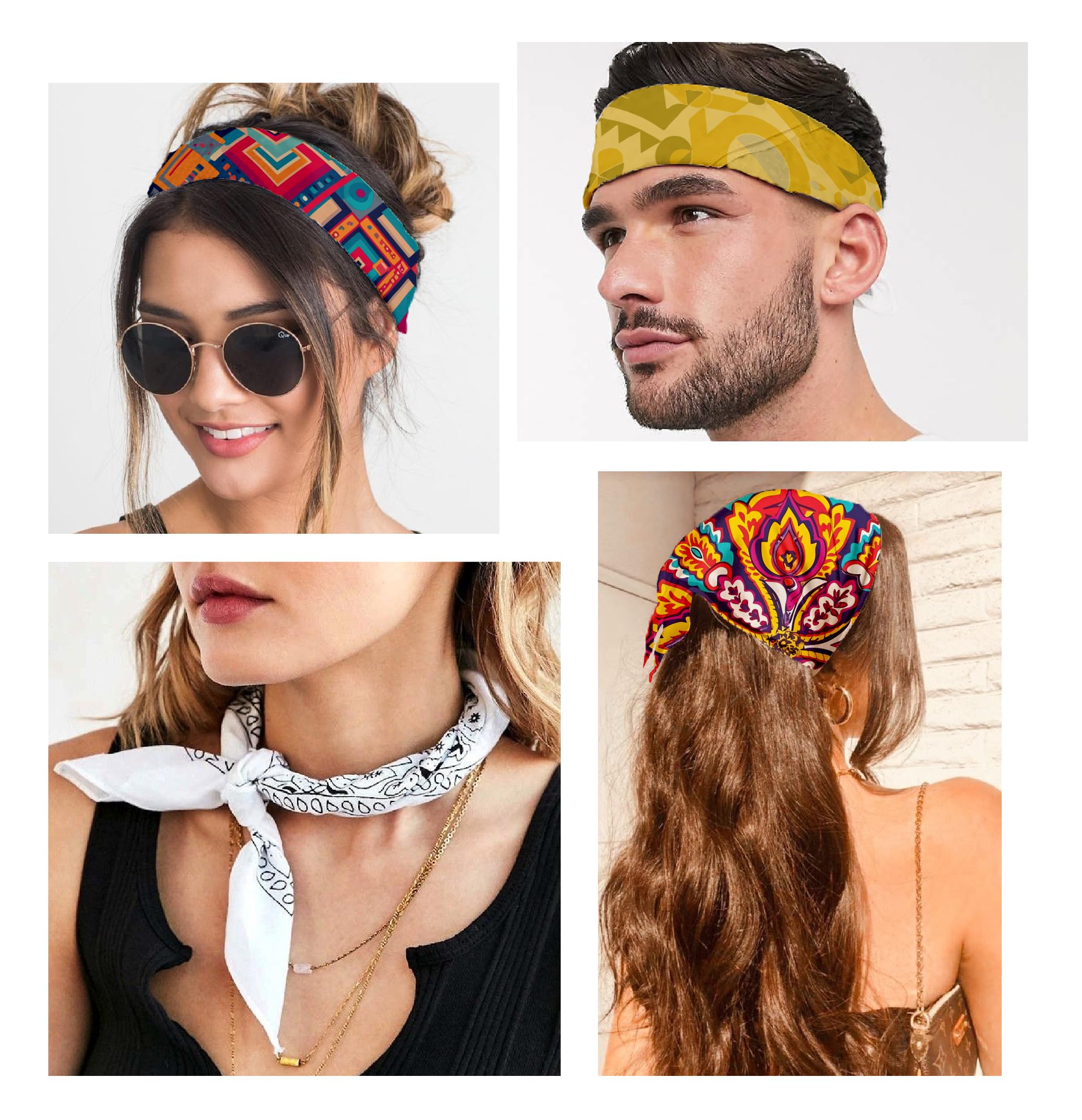 Pañuelos Personalizados de Poliester Para Hombre Y Mujer Bandanas Para Cabeza Cuello O Evento Personalizable