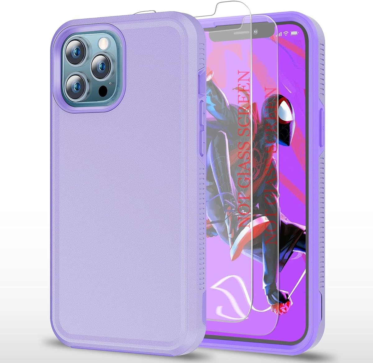 AYMECL for iPhone 13 Pro Case, [15 FT Military Grade Drop Protection] 2 Pack [Self-Healing Screen Protectors] Heavy Duty Shockproof Case,Purple